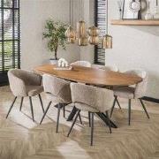 Hoyz Collection - Eetkamertafel 180cm Cliff Ovale Buis - Massief Mango...
