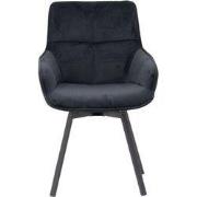 Stoel Velvet Zwart - Draaibaar - 58x61x86cm - Shannon - Giga Meubel - ...