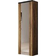 Meubella - Schoenenkast Linford - Donker eiken - 65 cm - Met spiegel