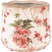 Clayre & Eef Bloempot  Ø 13x11 cm Roze Beige Keramiek Bloemen Bloempot...