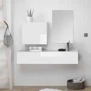 Hangende console met wandopslag en Infinity-spiegel - L130 cm