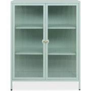 Commode avec 2 portes vitrées et 2 étagères en métal L80 cm - MILTON