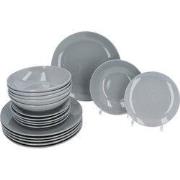 Aardewerk Servies 6 persoons 18-delig - Lichtgrijs
