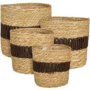 Mica Decorations Mand Fernandez - 25x25x25 cm - Zeegras - Bruin - Set ...