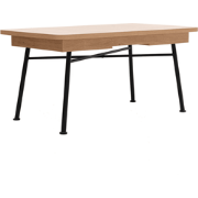Uitschuifbare tafel van 160 tot 198 cm, eiken en zwart decor - NALA