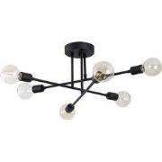 Plafonnière van zwart metaal met 6 lampen L64 cm - JULIA