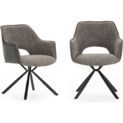 Set van 2 fauteuils in stof met zwarte metalen poten L62 cm - MARIEL