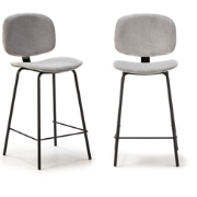 Set van 2 krukken in ribfluweel met zwarte metalen poten H65 cm - ARUS