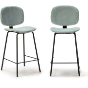 Set van 2 krukken in ribfluweel met zwarte metalen poten H65 cm - ARUS