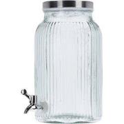 4goodz Glazen Sapkan Geribbeld glas - Limonadetap met kraan - 4 ltr