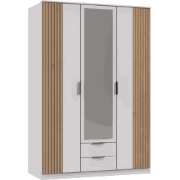 Kast 3 draaideuren met 1 spiegel en 2 laden L135 cm - LUEBECK