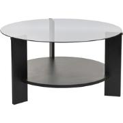 Salontafel met 2 bladen, waarvan één van gerookt gehard glas Ø75 cm - ...