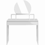 Kaptafel met 1 afgeronde spiegel, 3 bovenste vakken en 1 grote lade, 1...