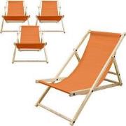 houten klapstoel 3 ligposities tot 120 kg oranje