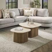 Salontafel set van 2 Rio Kiezelvormig Keramiek Hout