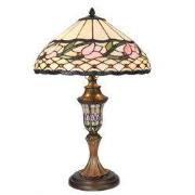 LumiLamp Tiffany Tafellamp  Ø 40x60 cm  Beige Roze Glas Bloem Tiffany ...