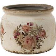 Clayre & Eef Bloempot  Ø 14x12 cm Roze Beige Keramiek Rond Bloemen Blo...