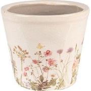 Clayre & Eef Bloempot  Ø 12x10 cm Roze Beige Keramiek Bloemen Bloempot...