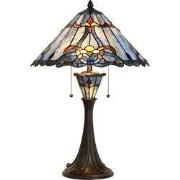 LumiLamp Tiffany Tafellamp  Ø 40x61 cm Blauw Glas Tiffany Bureaulamp