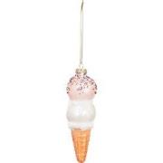 Xmas Hanger - Ice Cream - Glass - Pink/White - 5x15cm