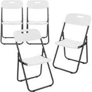 Set van 4 balkonstoelen opvouwbaar rotan look wit bistrostoel tuinstoe...