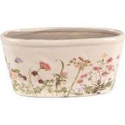 Clayre & Eef Bloempot  23x10x11 cm Roze Beige Keramiek Ovaal Bloemen B...