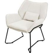 Woonkamer fauteuil Loungestoel Beige met rugkussen tot 120 kilogram Po...