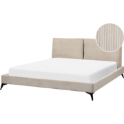 MELLE  - Tweepersoonsbed - Taupe - 180 x 200 cm - Corduroy