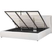 BAJONNA - Bed met opbergruimte - Gebroken wit - 180 x 200 cm - Fluweel