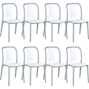 SPEZIA  - Tuinstoel set van 8 - Grijs/Wit - Synthetisch materiaal