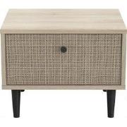 Nachtkastje 1 Lade Eiken Decor - Rotan en Mat Zwart Print L44,6 cm - S...