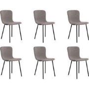 QUVIO Eetkamerstoelen Logan - Polyester - Staal - Lichtgrijs - Set van...
