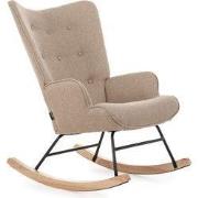 Aemely® Schommelstoel 'Mama' - Beige Stof, Blank Hout