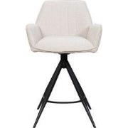 Barstoel Beige Stof - Zithoogte	66cm - 55x56x93cm - Noa - Set van 2