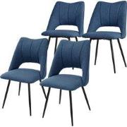 Eetkamerstoel set van 4 blauw gestoffeerd incl. montagemateriaal Gesto...