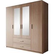 Meubella - Kledingkast Tyko - Licht eiken - 200 cm - Met spiegel