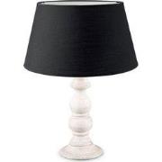 Home sweet home tafellamp Banjo vintage wit & lampenkap Largo - zwart