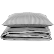 Dekbedovertrek Percal Katoen Grijs/Wit Gestreept 240x220cm  + 2/60x70c...