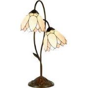 Lumilamp Tiffany Tafellamp Ø 33x61 cm Beige Bruin Glas Bloemen