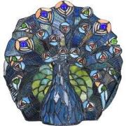 Lumilamp Tiffany Tafellamp 32x30 cm Blauw Groen Glas Pauw