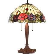 Lumilamp Tiffany Tafellamp Ø 42x60 cm Beige Rood Glas Bloemen