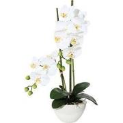 Kopu® Kunstbloem Orchidee 50 cm Wit met cement Sierpot - Phalenopsis