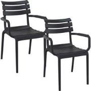 Garden Impressions Paris tuinstoel zwart - 2 stuks