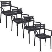 Garden Impressions Paris tuinstoel zwart - 4 stuks