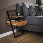 Nachtkastje Massief Acaciahout - Naturel - Metalen Frame