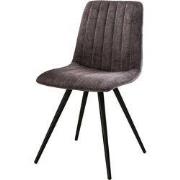 Eetkamerstoel Velvet Grijs - Zwart Metalen Onderstel - Giga Meubel - S...