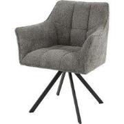 Eetkamerstoel Met Armleuning - Bouclé Taupe - Draaibaar - Set van 2