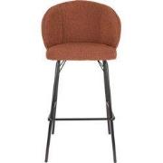 Barkruk Oranje Stof - Zithoogte 75cm - 50x52x100cm - Joa - Set van 2