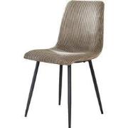 Eetkamerstoel - Zand Ribstof - Zithoogte 49cm - Rib Rock - Set van 4