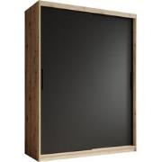Meubella - Kledingkast Luxor - Zwart - Eiken - 150 cm
